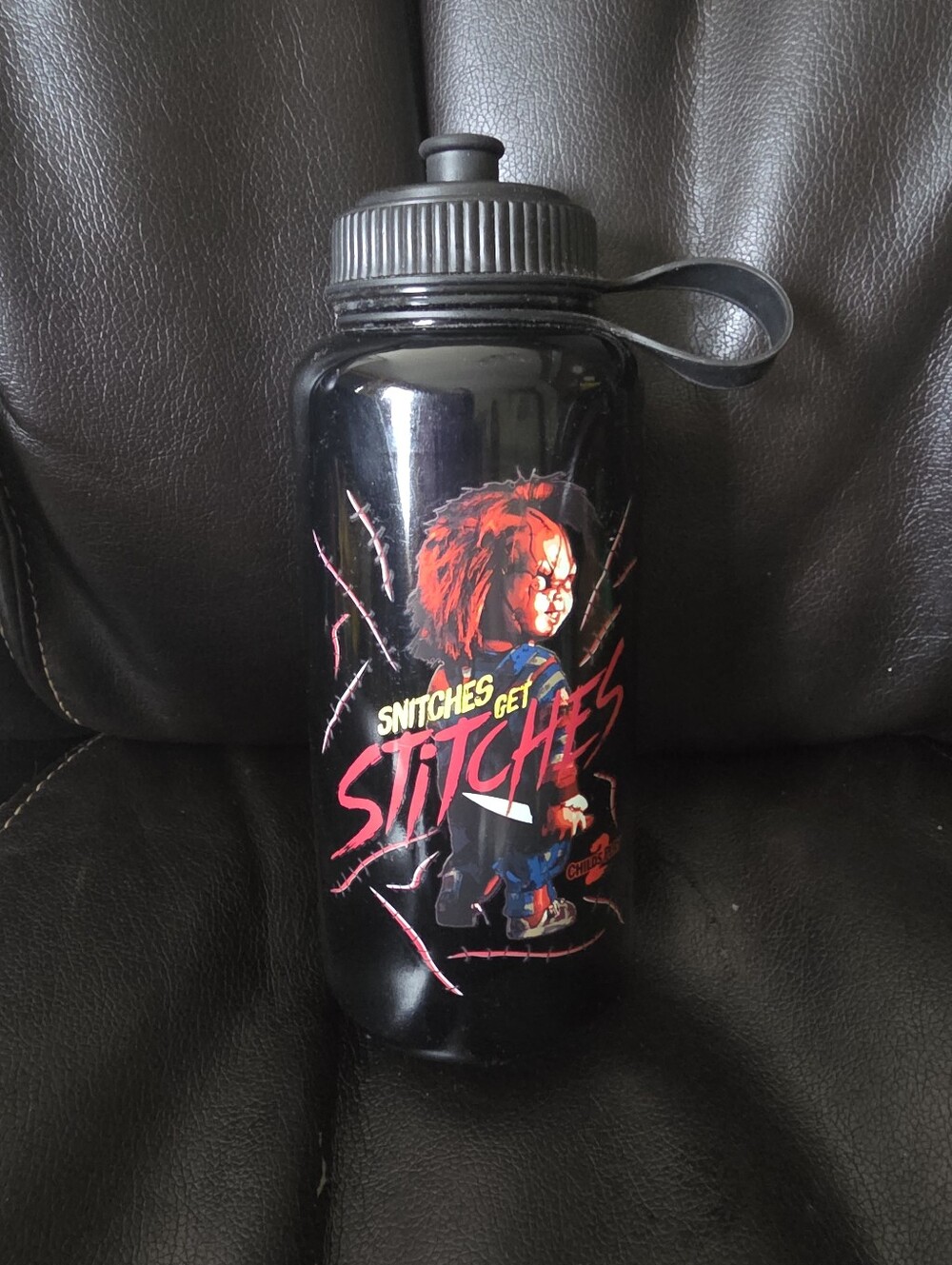 Chucky Sports Water Bottle "Snotches Get Stitches" Pre-owned